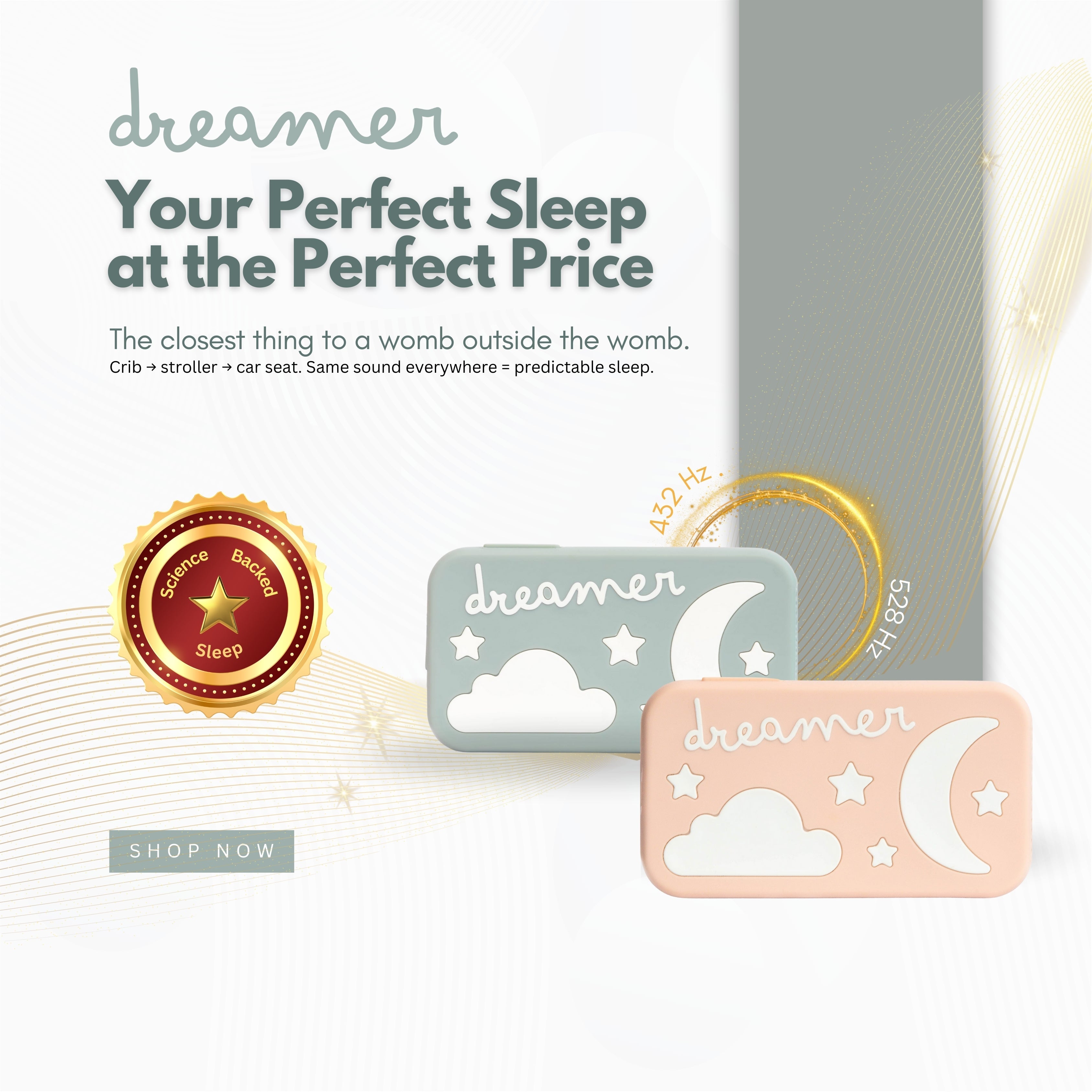 Dreamer™ Baby Sound Machine | 432Hz & 528Hz | Doctor-Endorsed | BPA-Free | No Subscription
